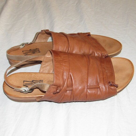 Miz Mooz Agnes Tan Leather Slingback Open Toe Sandals Women's sz 9.5 Vacation - Picture 2 of 6